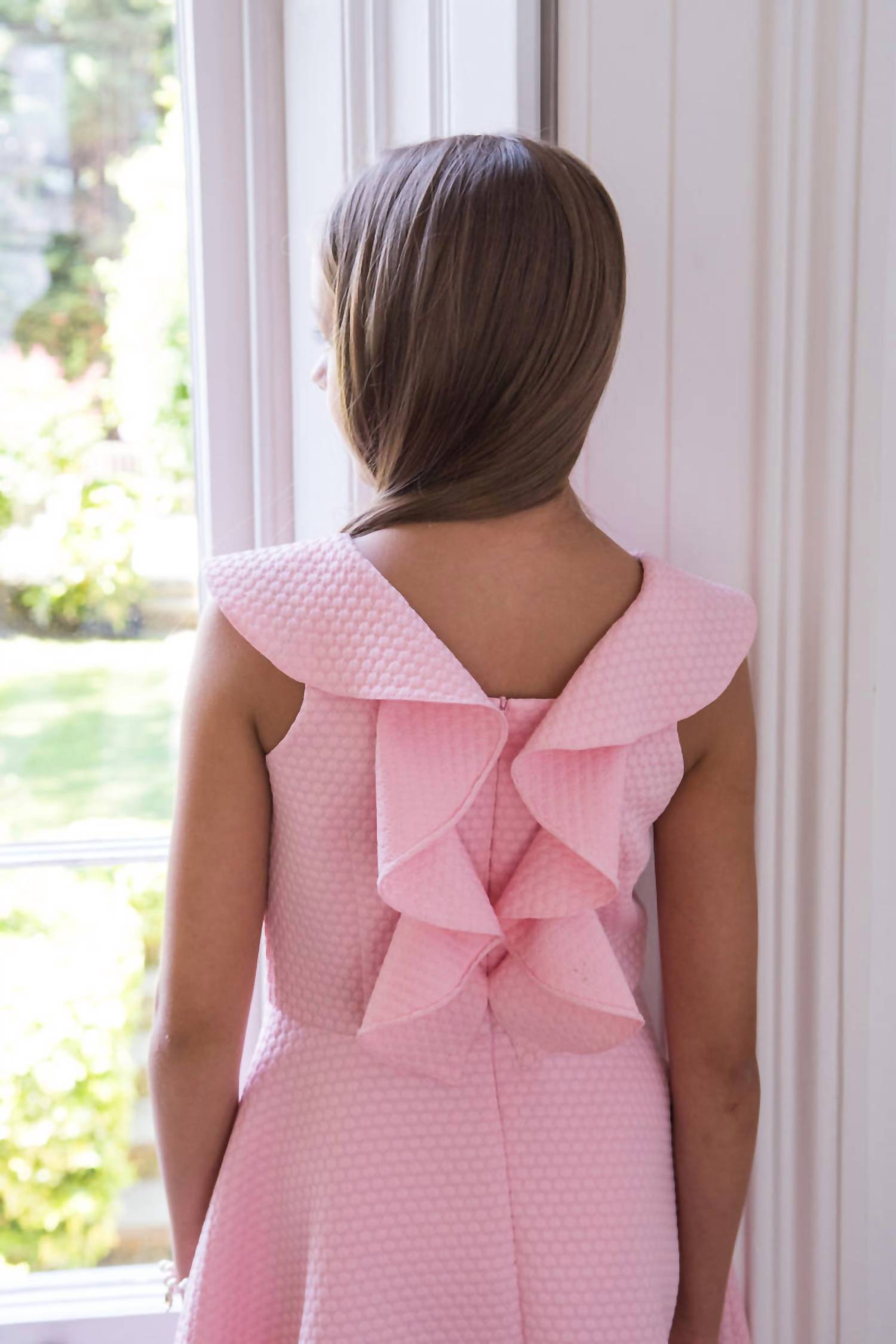 David Charles - Girls Textured Ruffled Dress