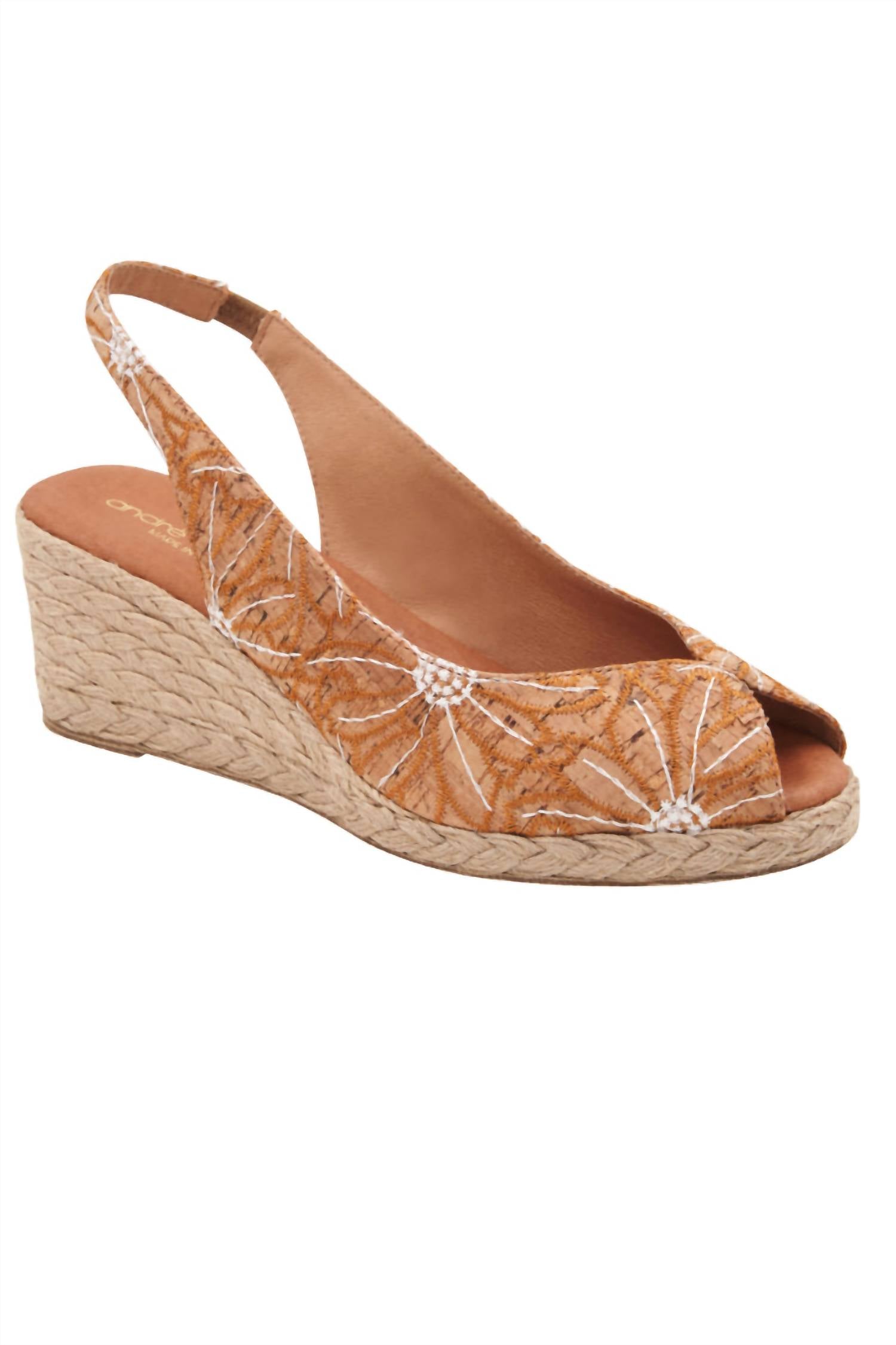 andre assous Women's Audrey Cork Slingback Wedge Sandal in natural multi - women's sandal
