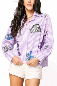 Queen Of Sparkles - Tcu Mini Icon Striped Button Down