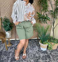 Sew In Love - Button-down Floral And Stripe Printed Top