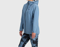 OUTDOOR RESEARCH Stratoburst Stretch Rain Jacket in olympic - women's top - detail view