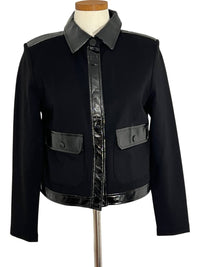 Charlie B - Short Ponte Knit Jacket With Vinyl Trim