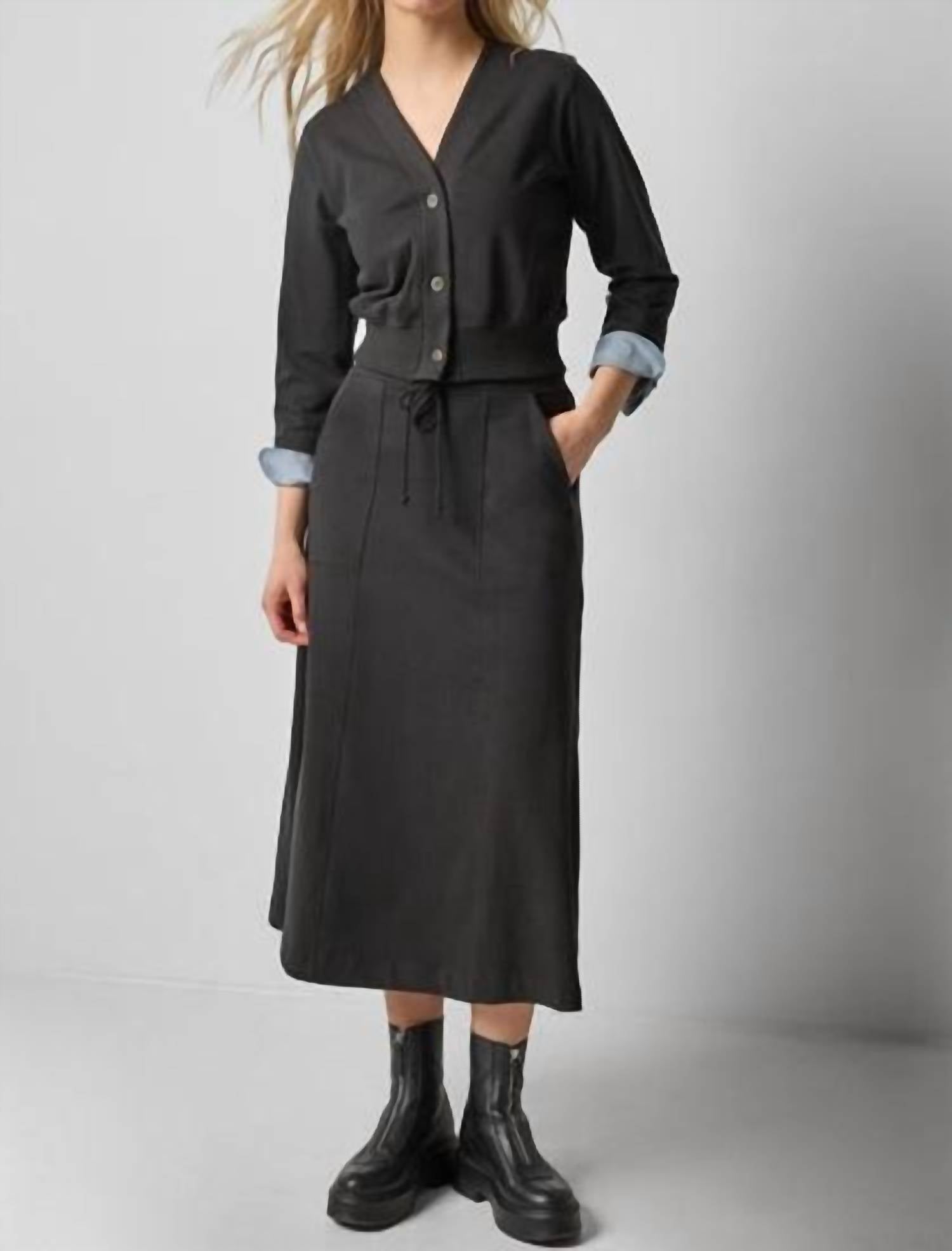 Lilla P - Women's Chambray Cuff Cardigan