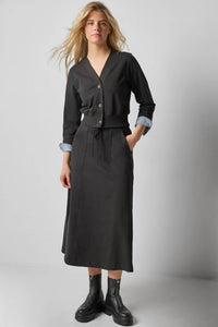 Lilla P - Women's Chambray Cuff Cardigan