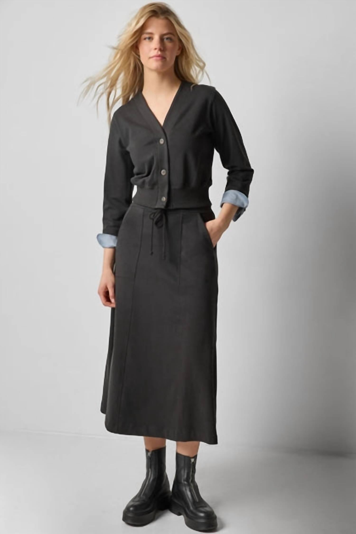 Lilla P - Women's Chambray Cuff Cardigan
