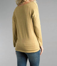 Lightweight V Neckline Sweater With Stars In Mustard