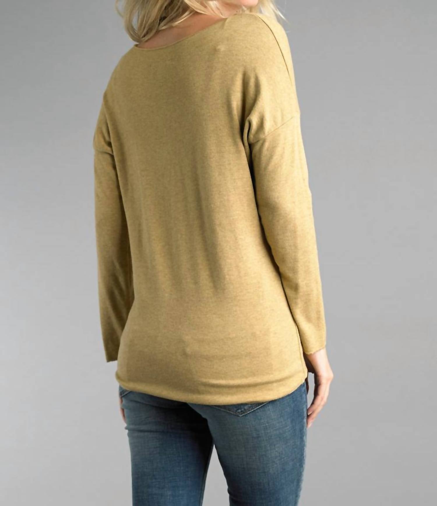Lightweight V Neckline Sweater With Stars In Mustard
