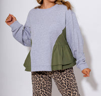 Brad & Rena Cozy Colorblock Sweatshirt in grey - women's top - view 4