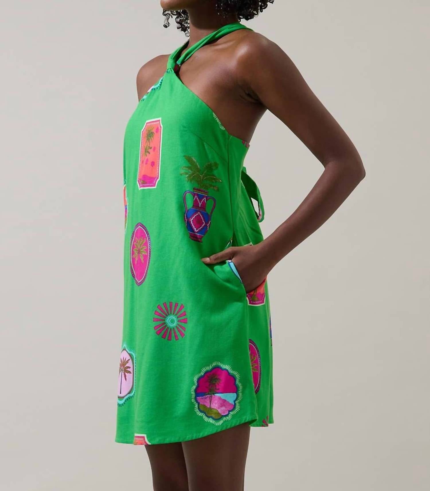 Sugarlips - Tropical Postcard Halter Mini Dress