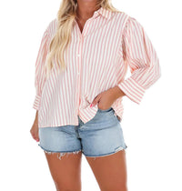 She + Sky - Women's Classic Lines Stripe Button Down Top