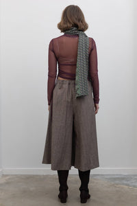 Collective Herringbone Wide Leg Culotte Pants in brown - women's pants - view 4