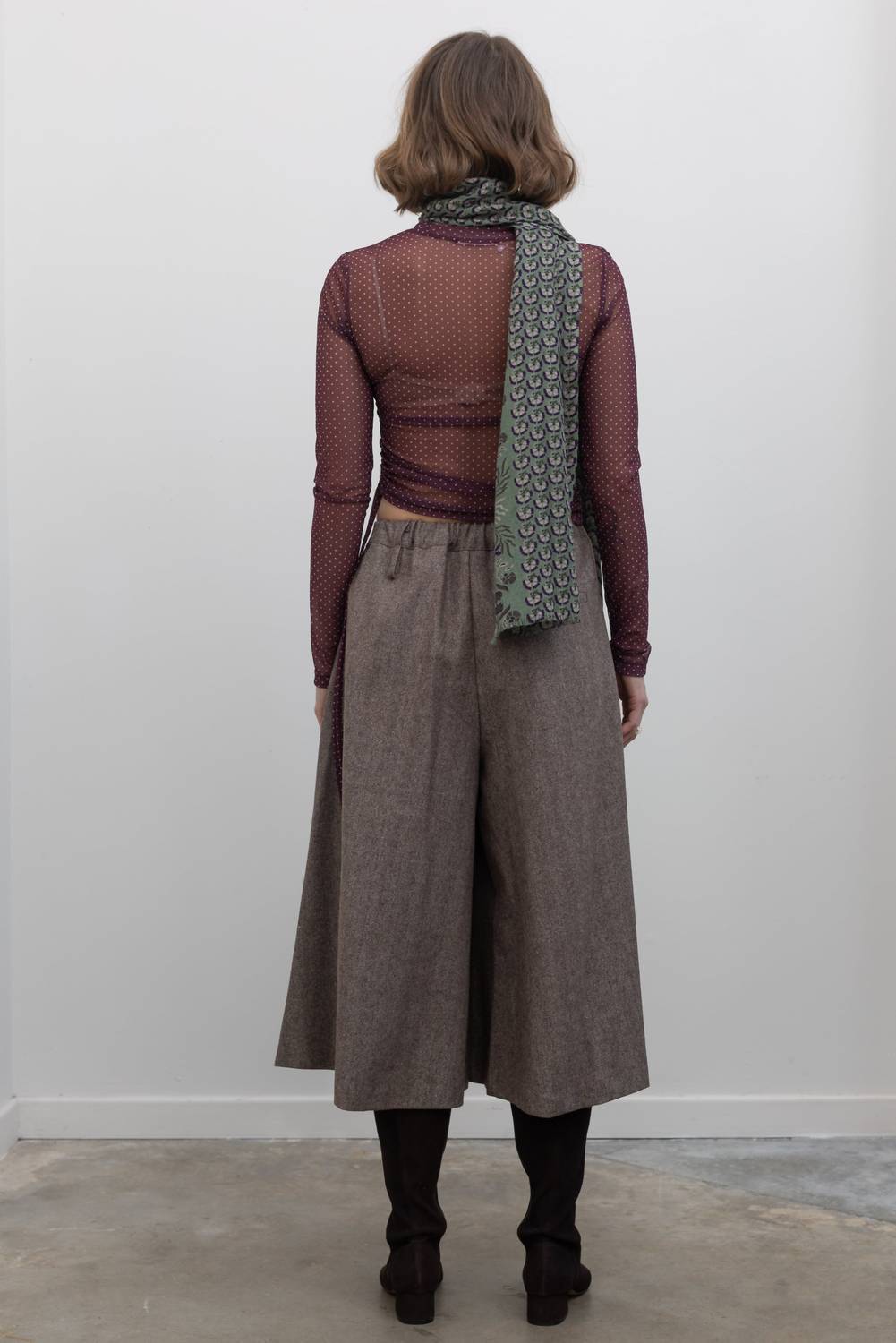 Collective Herringbone Wide Leg Culotte Pants in brown - women's pants - view 4