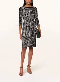 Joseph Ribkoff Abstract Lines Sheath Dress in black moonstone - women's dress