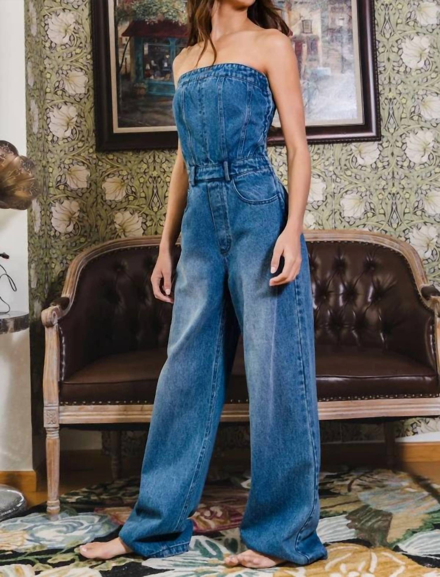 Bucketlist - Wide Leg Denim Jumpsuit