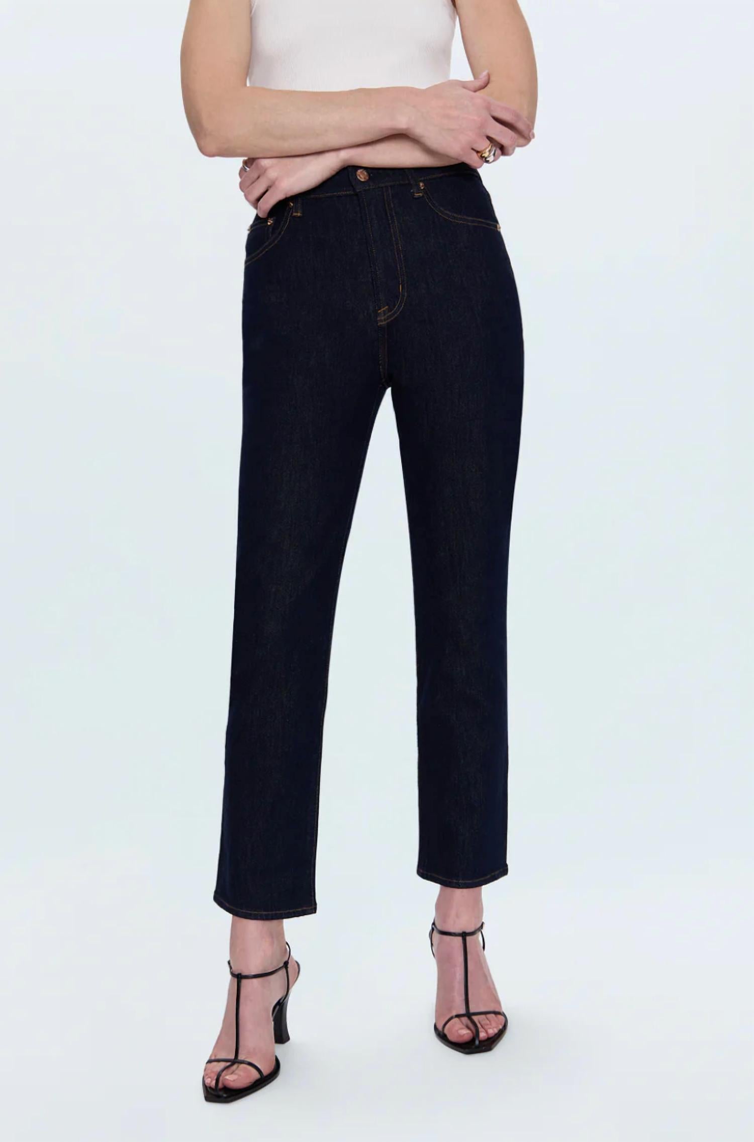 PISTOLA Bri Ankle High Rise Slim Straight Leg Jeans in nightfall - women's jeans - view 4