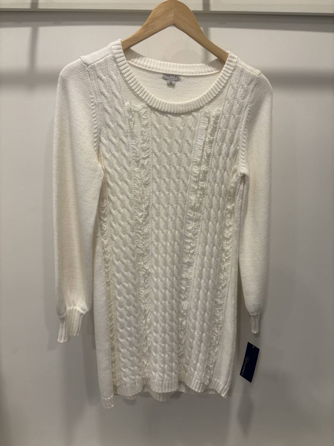 Habitual Girl - A Line Cable Knit Sweater Dress