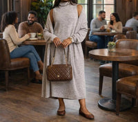Dear Scarlett - Soft Spoken Luxe Midi Dress With Coat
