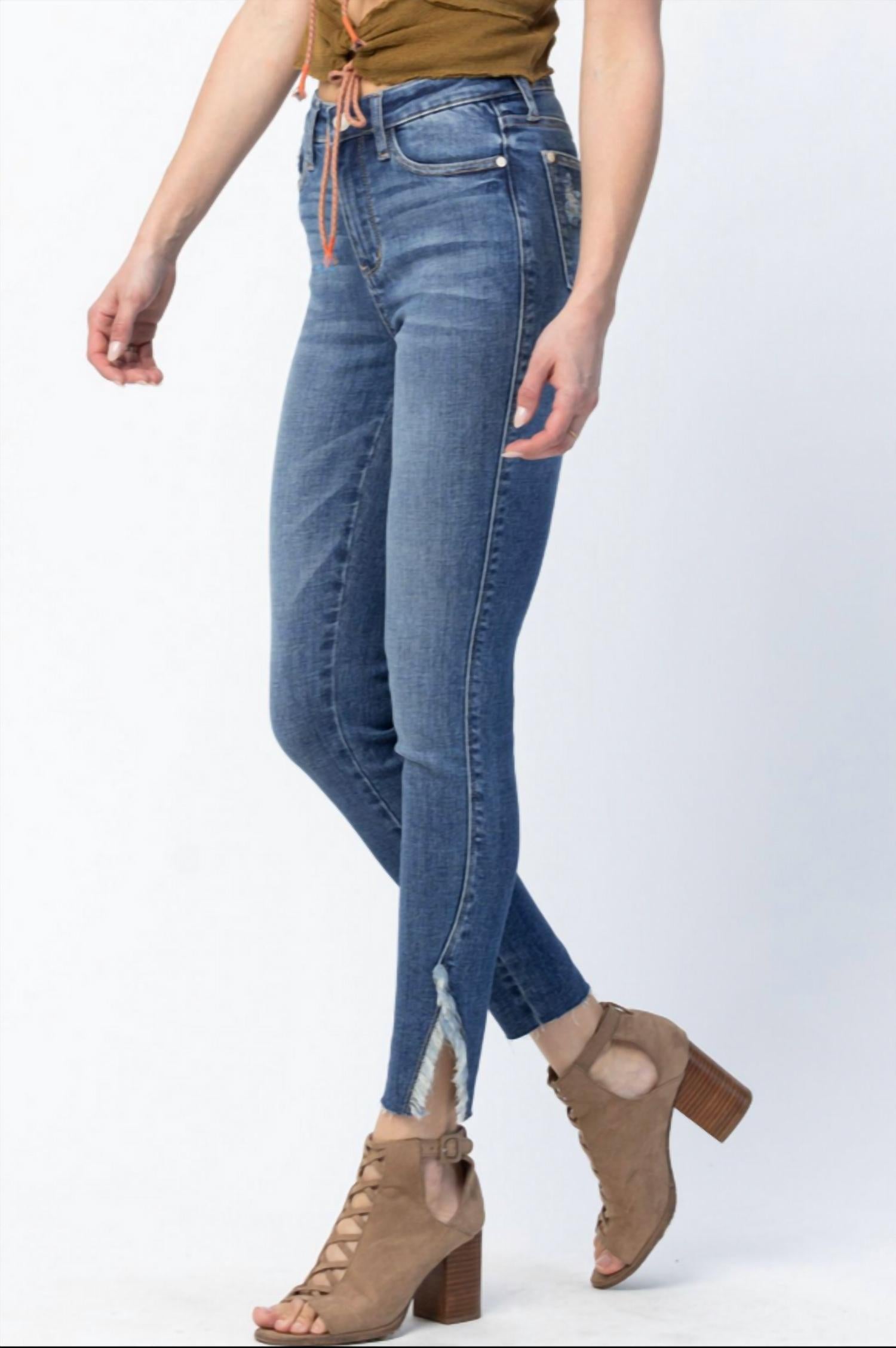 Judy Blue - Edinburg High Rise Split Hem Skinny Jeans - Regular Sizing