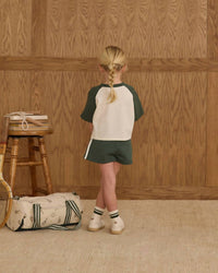 Rylee + Cru Kid's Raglan Crop Tee And Track Short Set in racquet club - item - detail view