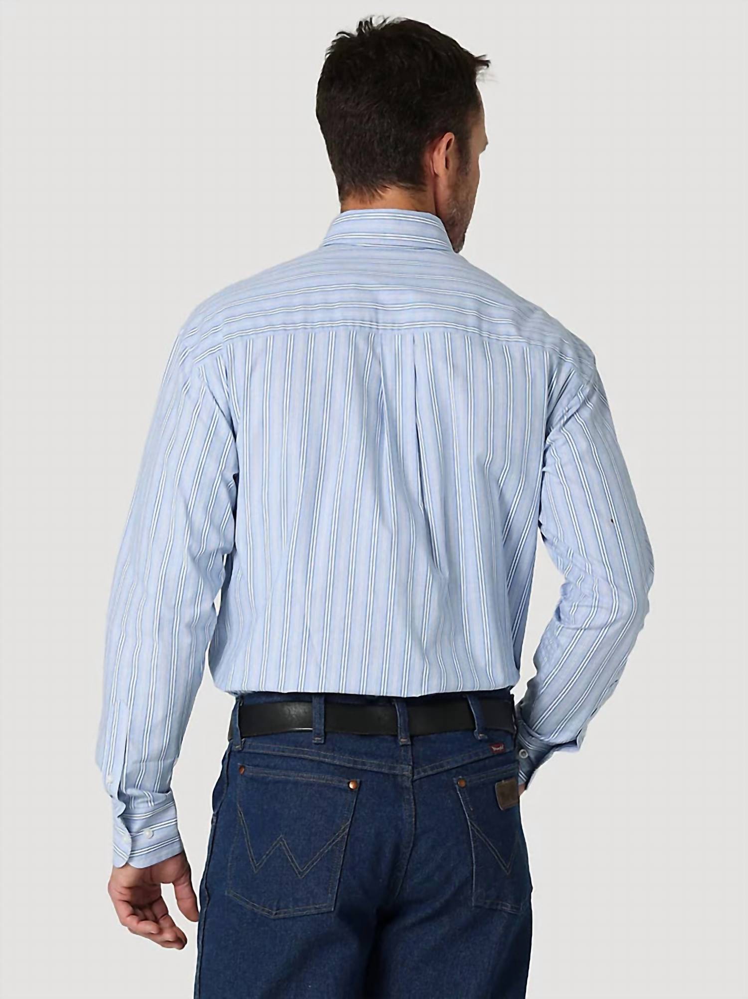 Wrangler - George Strait Long Sleeve Button Down One Pocket Stripe Shirt