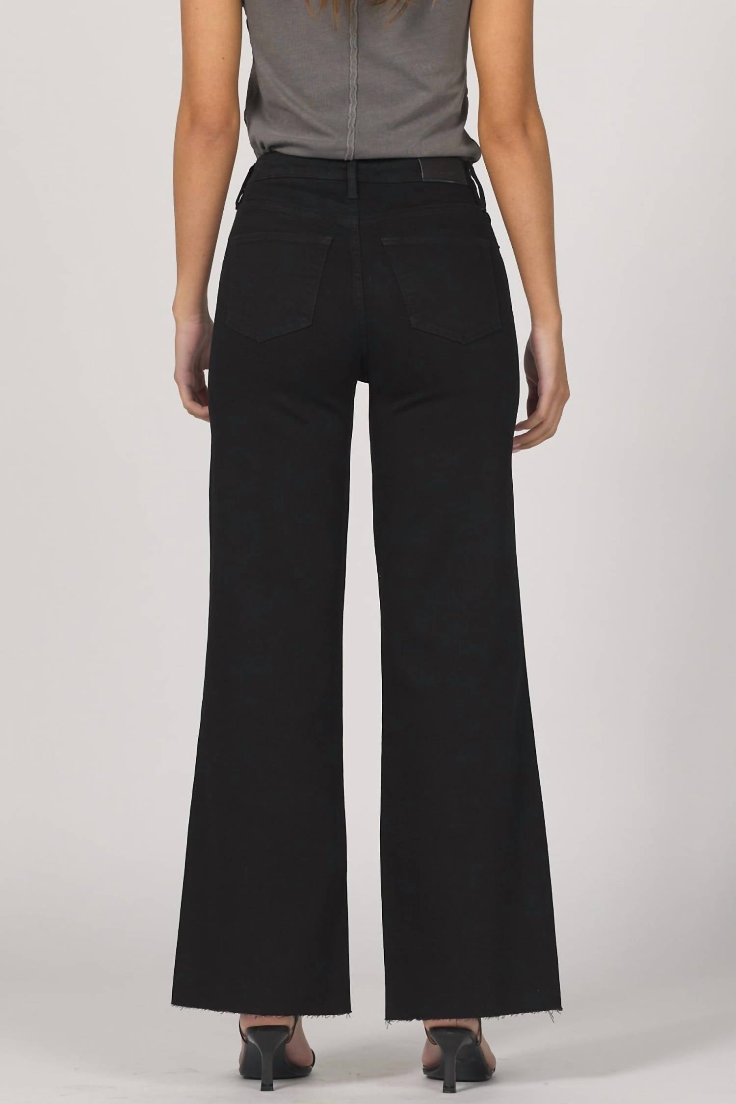DEAR JOHN DENIM Fiona Wide Leg Jeans in black arrow - women's jeans - detail view