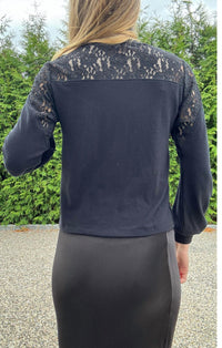 Red Haute - Posey Lace Detail Raglan Top