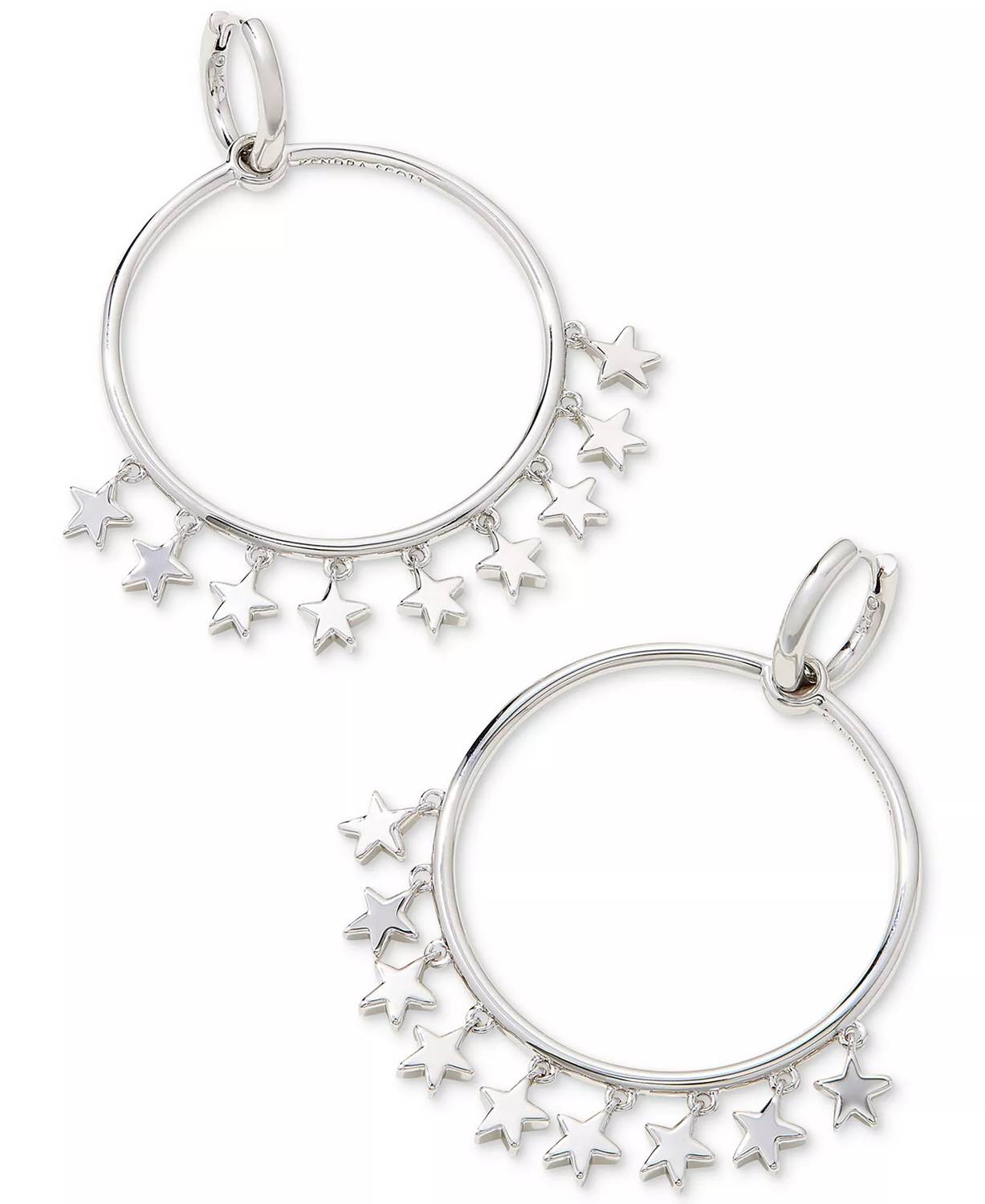 Kendra Scott Women's Star Circle Charm Convertible Hoop Earrings in rhodium metal - women's jewelry
