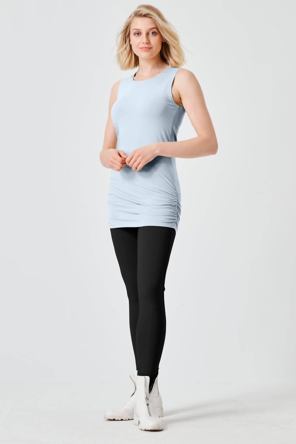 Planet By Lauren G. - Cotton Lycra Ruched Tank