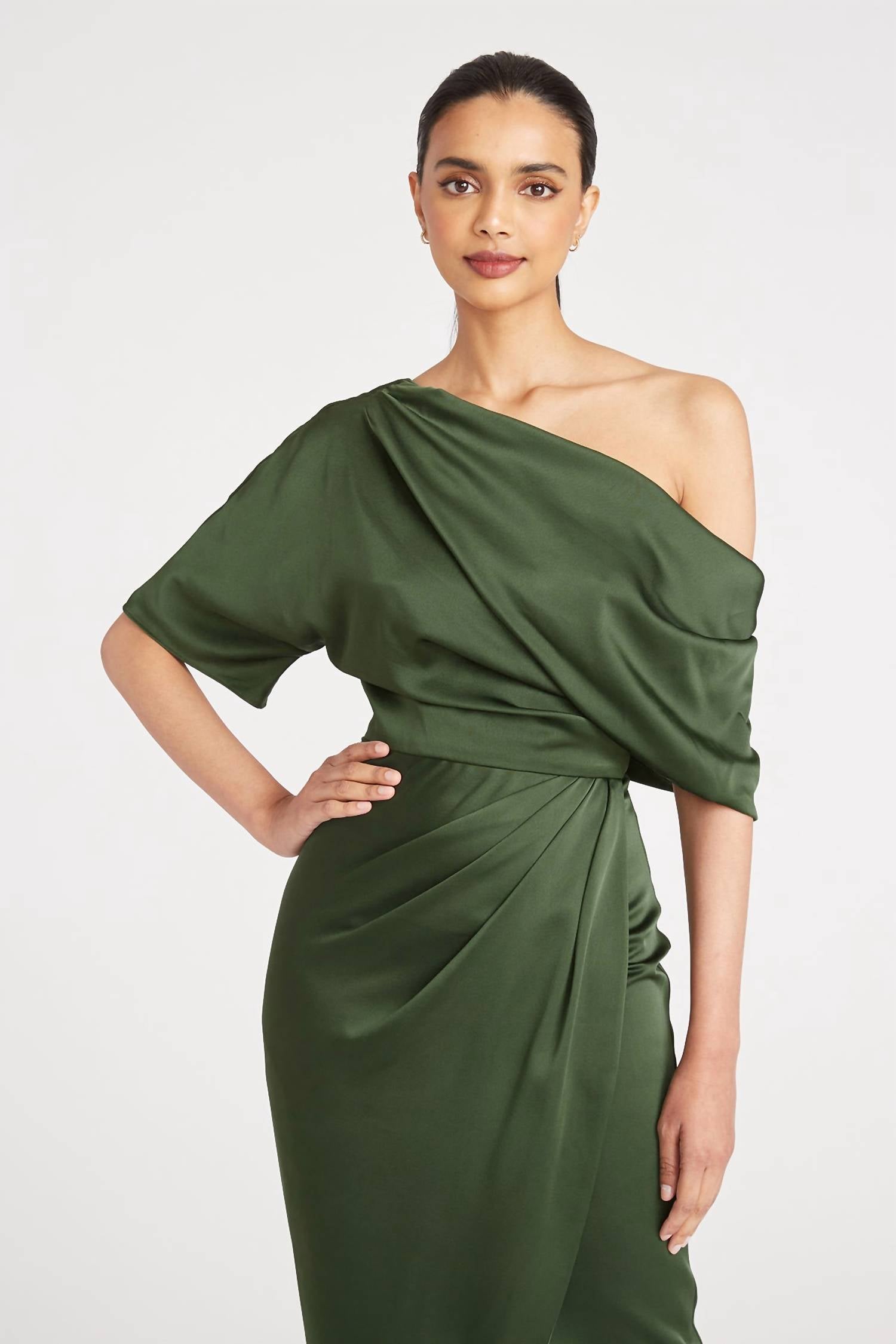 Theia - Rayna One Shoulder Draped Gown