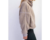 Rae Mode - Sherpa Mock Neck Quarter Zip Jacket