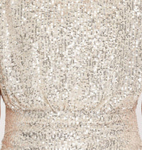 She + Sky - Sleeveless Padded Shoulder Sequin Dress With Shirred Bottom