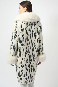 Joseph Ribkoff - Animal Print With Faux Fur Trim Coat