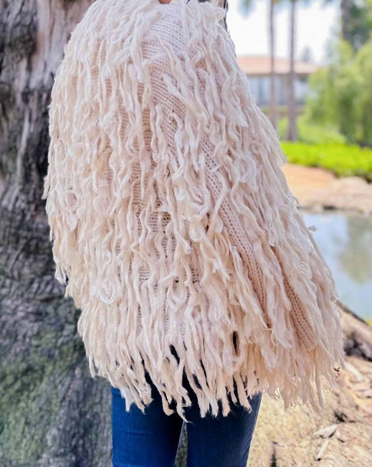 Amoli - Handmade Shaggy Fringe Open Front Sweater Cardigan