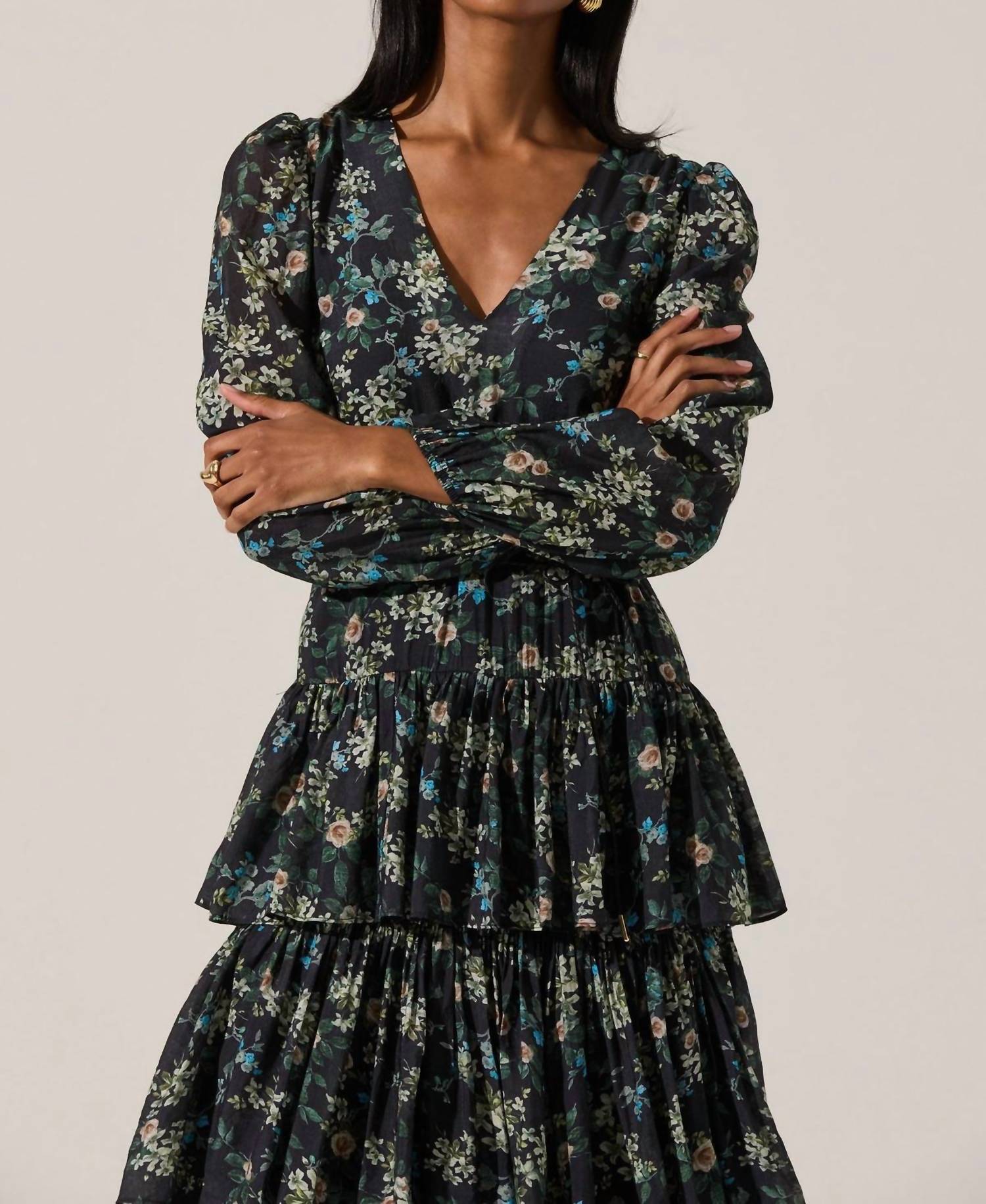 Astr - Franchesca Tiered Ruffle Floral Maxi Dress