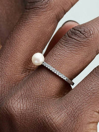 Pandora - Women's Freshwater Cultured Pearl & Pavé Ring