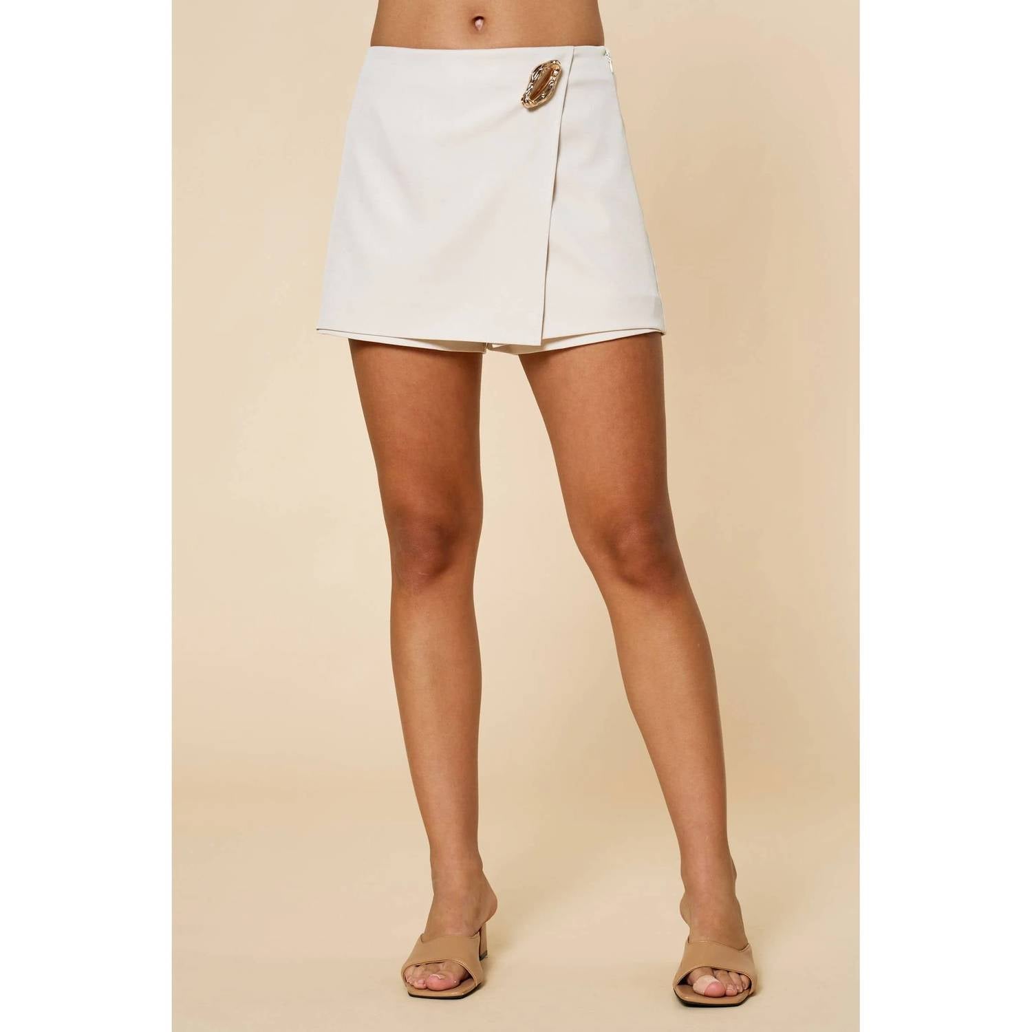 Lalavon - Golden Hardware Detail Wrap Skort