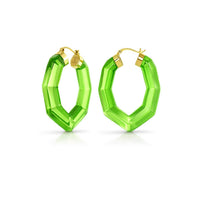 Gold & Honey - Pear Gem Lucite Hoop Earrings