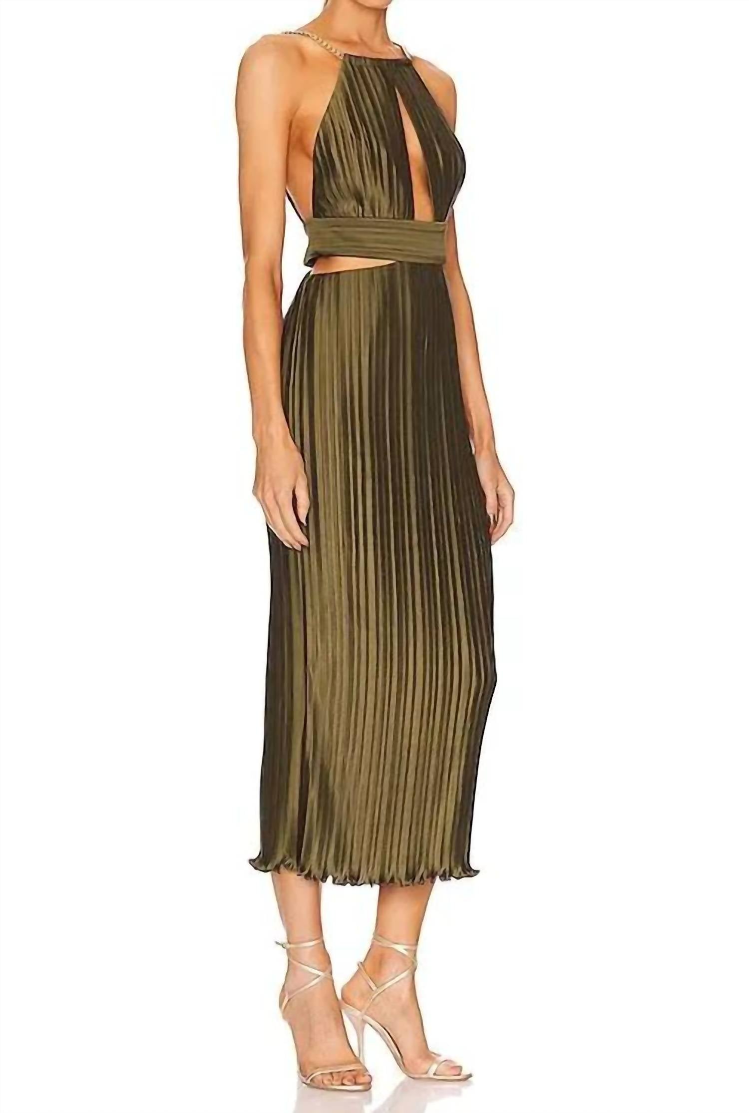 Aiifos - Valerie Halter Neck Pleated Dress