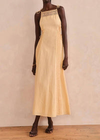 Saylor - Women's Lysandra Crochet Rose Trim Midi Dress