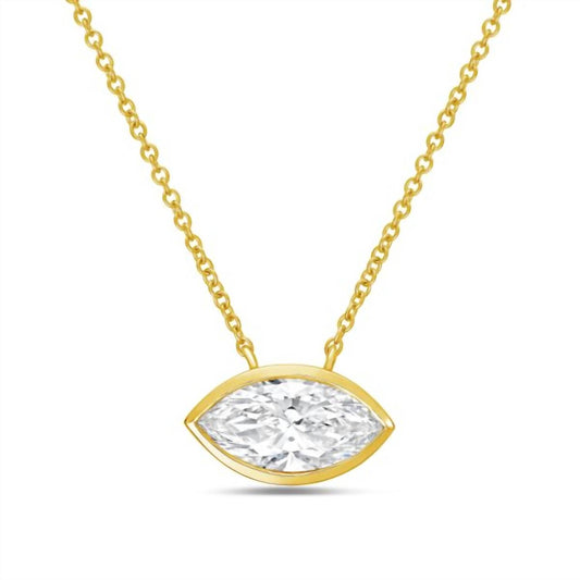 Diana M Jewels - Women's East West Marquise Bezel Lab-grown Diamond Pendant Necklace (3.00 Ctw)