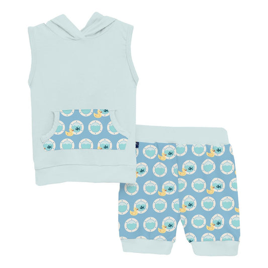 Kickee - Baby's Short Sleeve Hoodie Tank Outfit Set