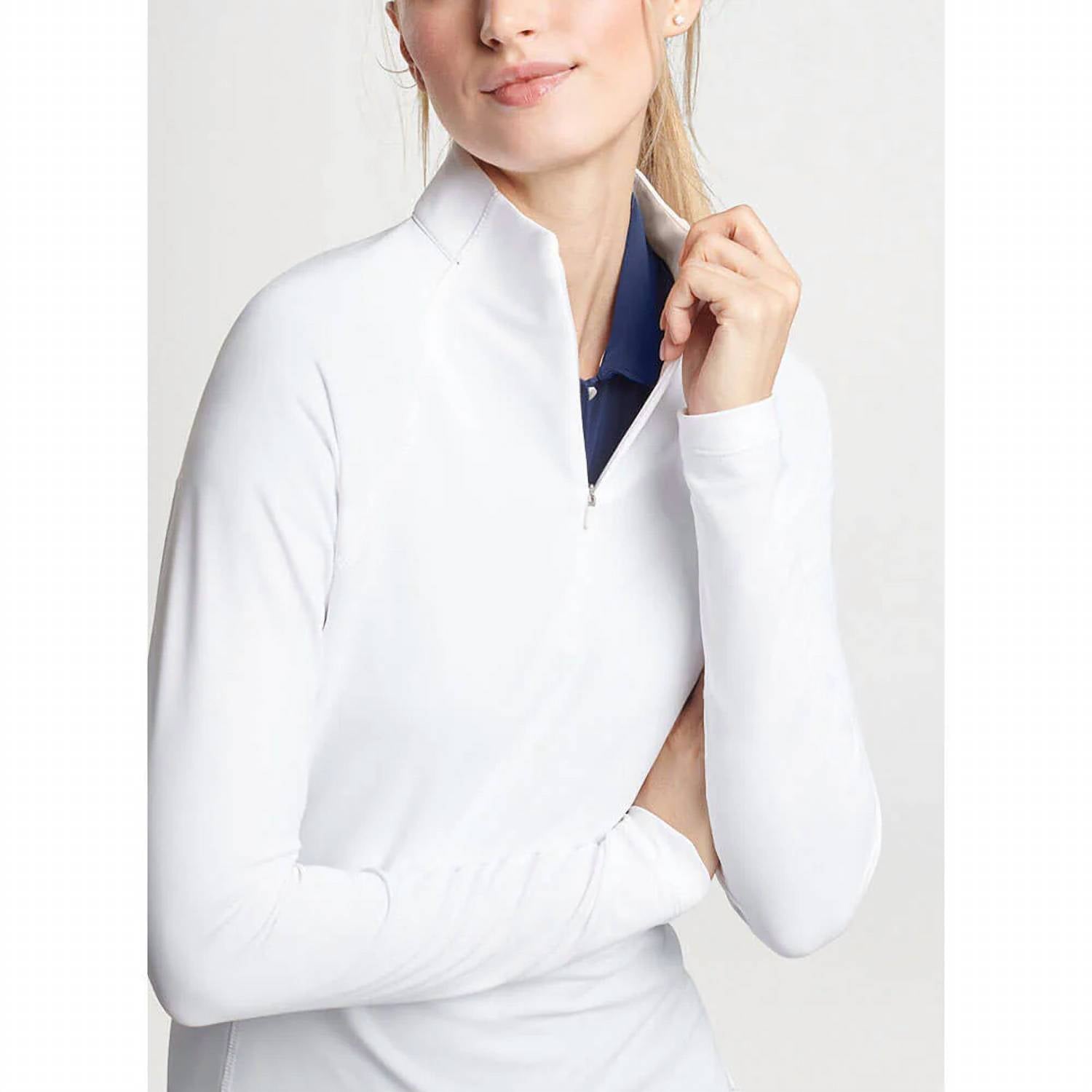 PETER MILLAR Raglan-sleeve Perth Layer Pullover in white - women's top - alternate view
