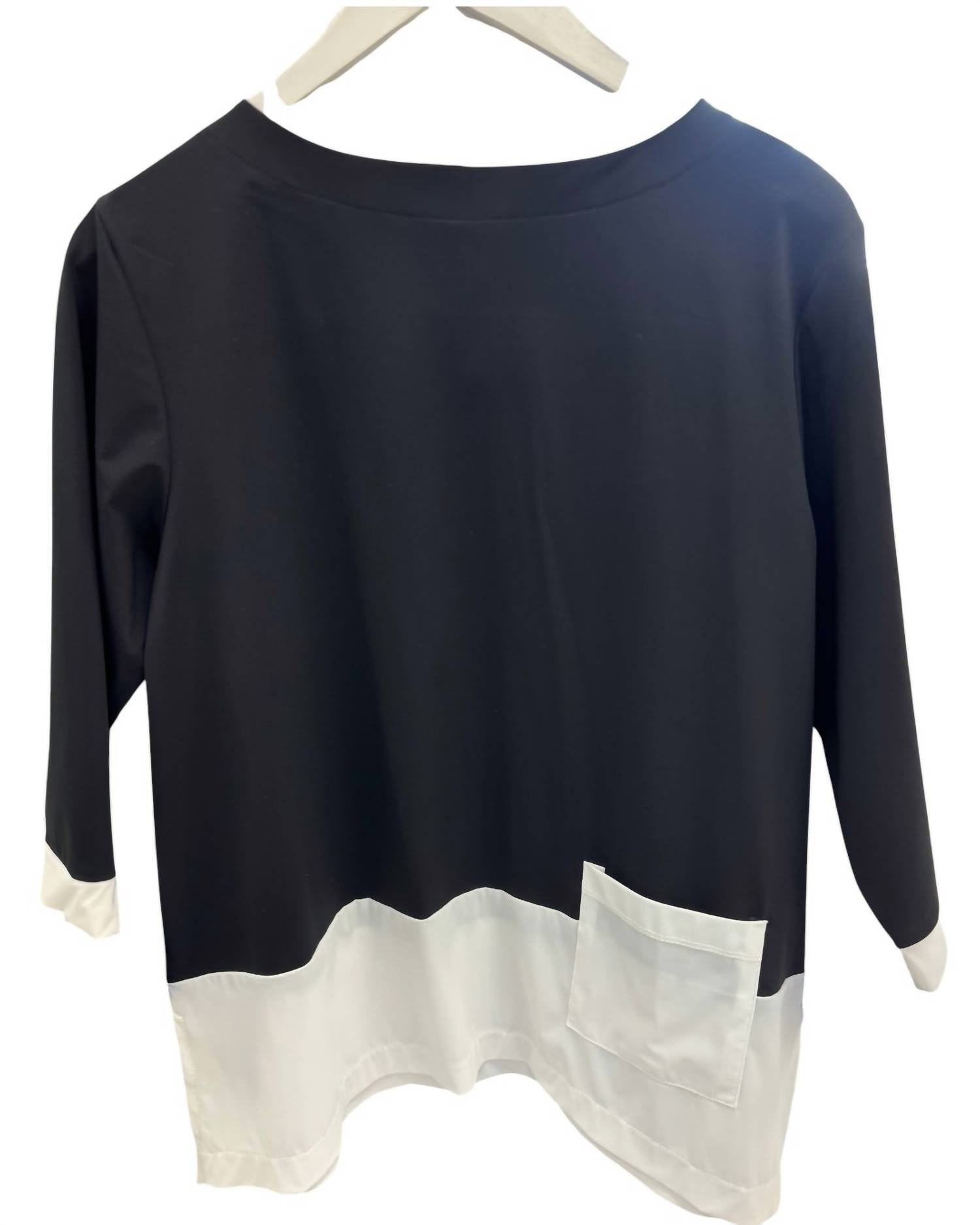 Terra - Women's Modern Contrast-hem Pocket Top