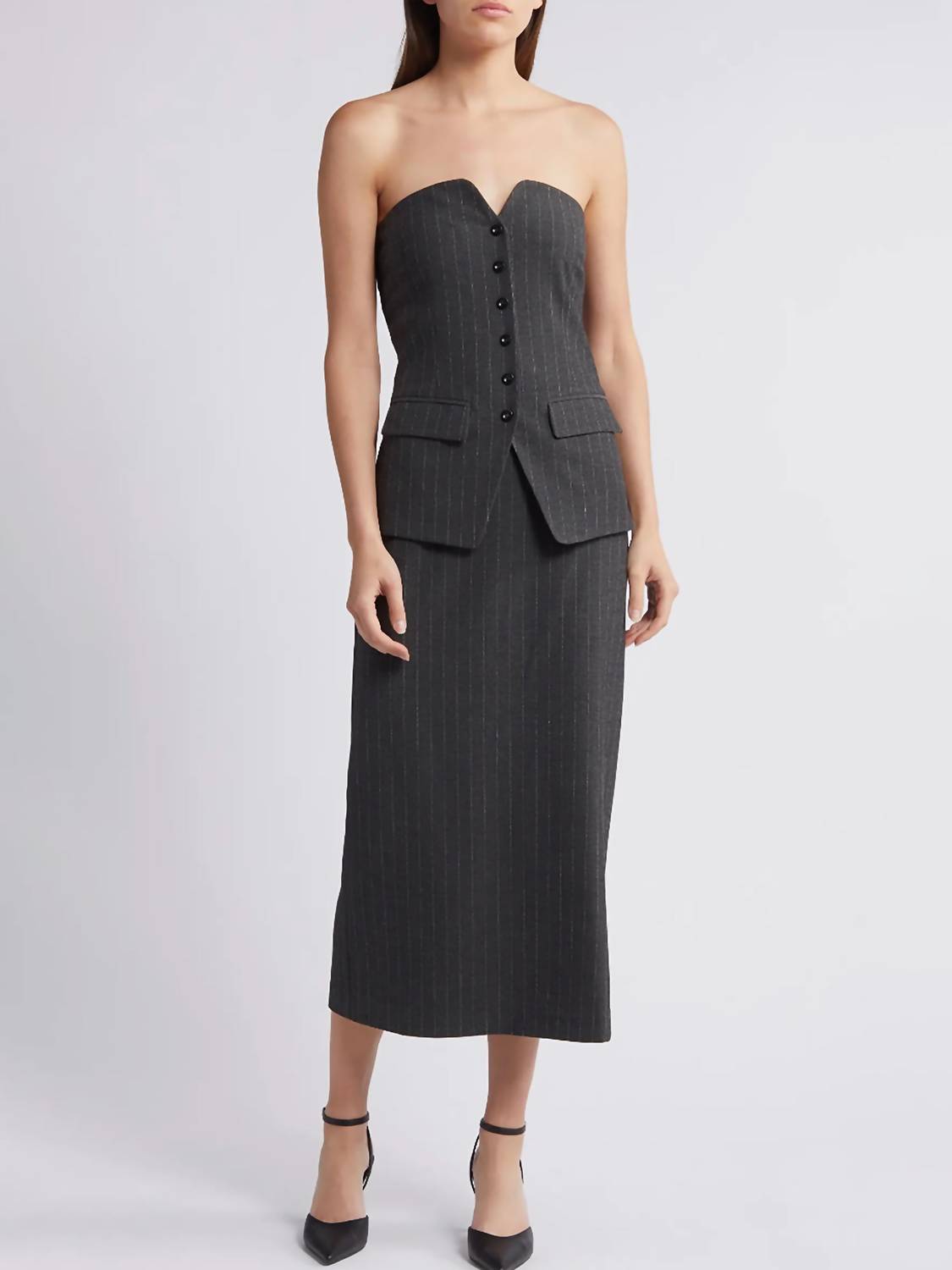 Moon River - Pinstripe Midi Dress
