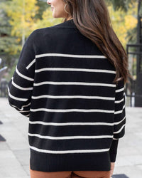 Grace and Lace Crew Neck Striped Sweater in black stripe - women's sweater - view 4
