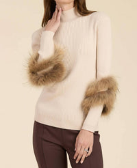 Tyler Boe - Cosette Cotton Cashmere Mock Neck Faux Fur Sweater