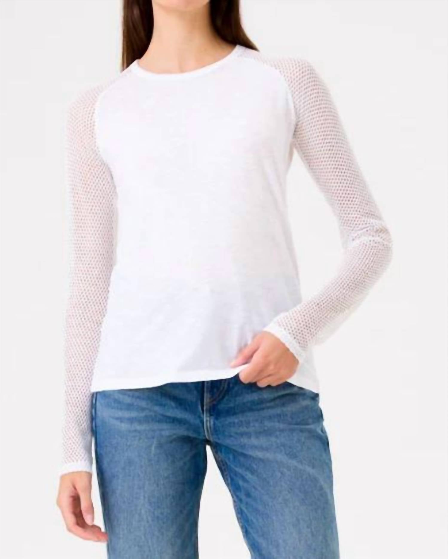 Goldie - Saddle Fishnet Long Sleeve Crew Top
