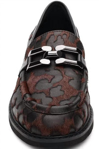 Sanctuary Women's Whitney Genuine Calf Hair Loafer in black brown - women's flats - detail view