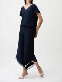 Joseph Ribkoff - Mesh Insert Wide Leg Jumpsuit