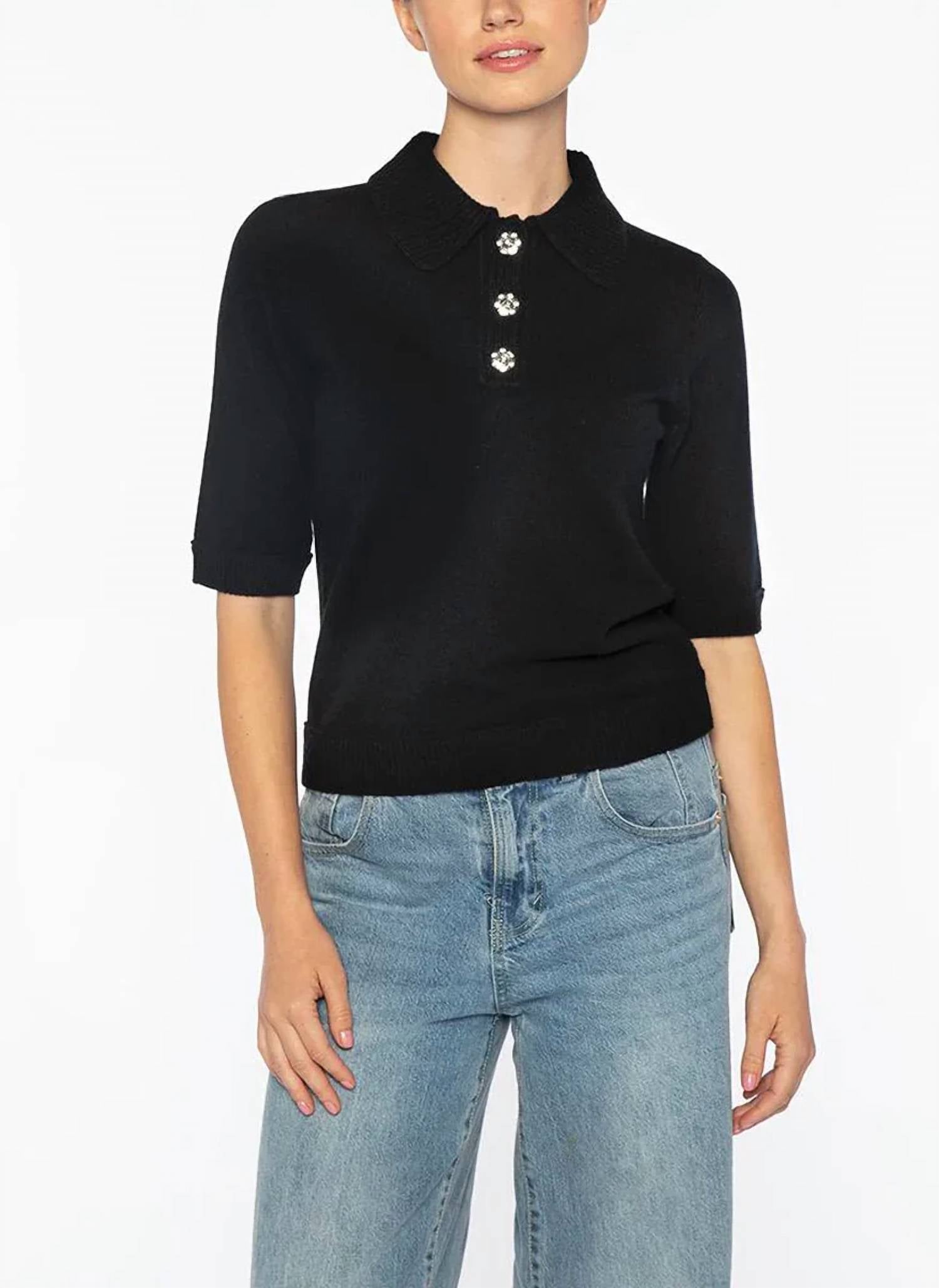 Kinross - Crystal Button Elbow Sleeve Polo